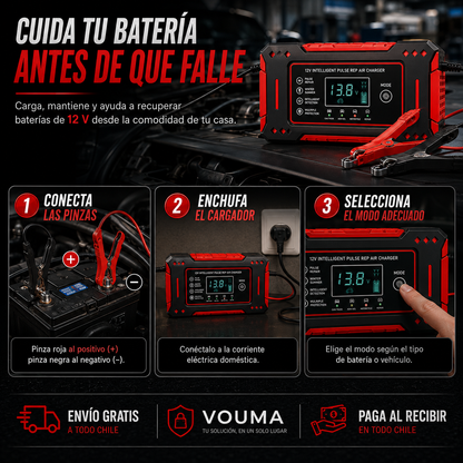 VoltRescue 12V™ – Cargador Inteligente y Mantenedor de Baterías