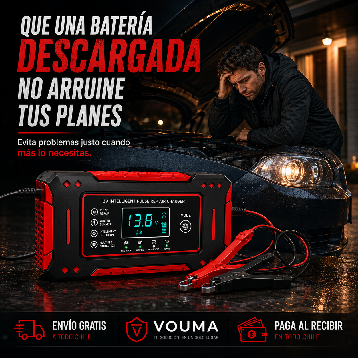 VoltRescue 12V™ – Cargador Inteligente y Mantenedor de Baterías